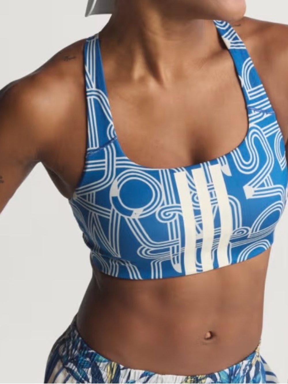 ADIDAS X FARM RIO OPTIME BRA Marine Blue & White Print- Small